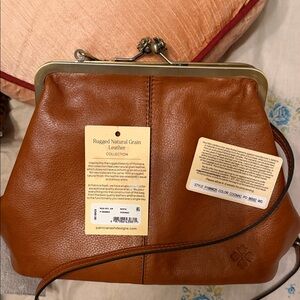 Patricia Nash Cognac Brown Leather Frame Crossbody